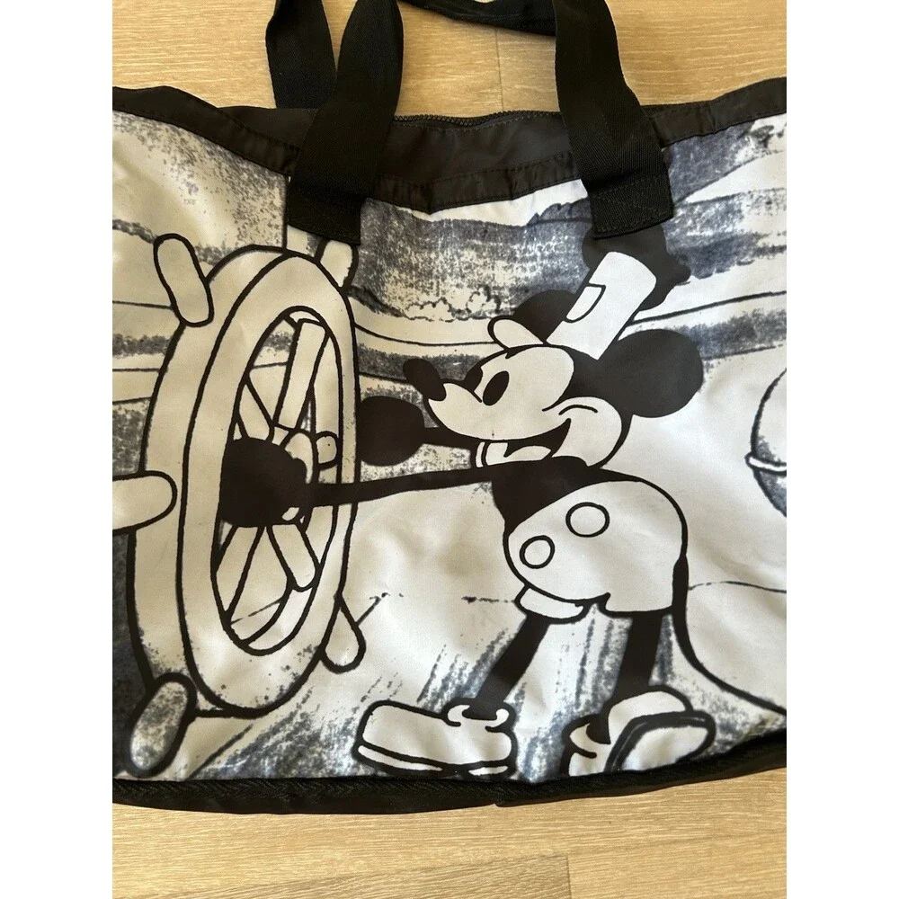 Disney Store Mickey Mouse Steamboat Willie Large Zipper Tote Bag Double Handle